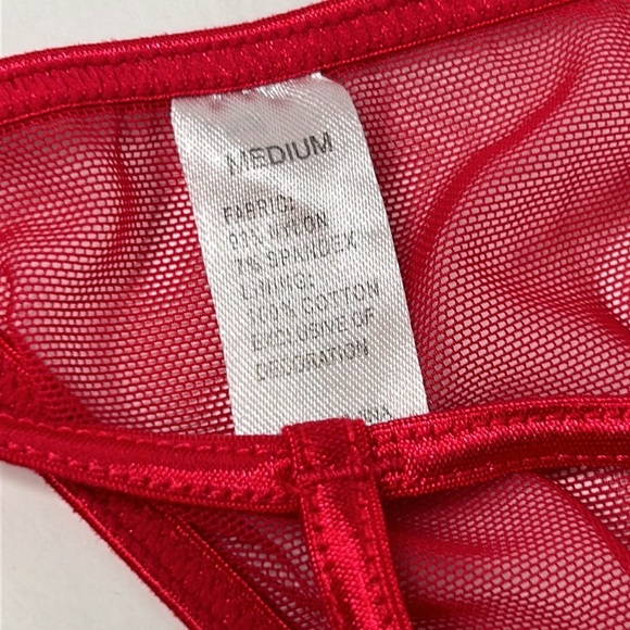 Vintage Y2K Thong | Red Silky Satin Stretch G-String w/ Mesh‎ Front Women’s Sz M - Picture 12 of 15